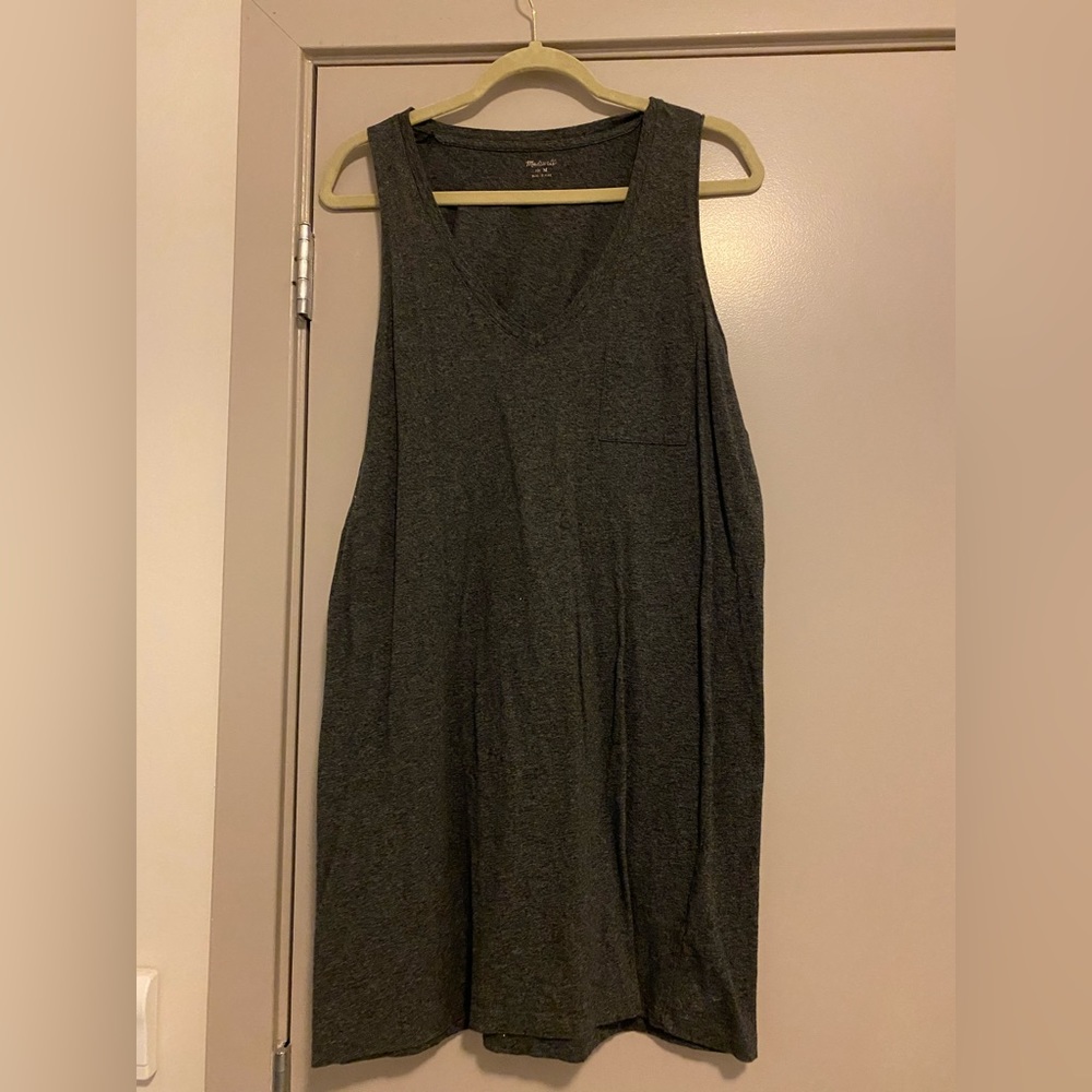 Madewell whisper cotton v-neck dress with pocket detail in heather grey